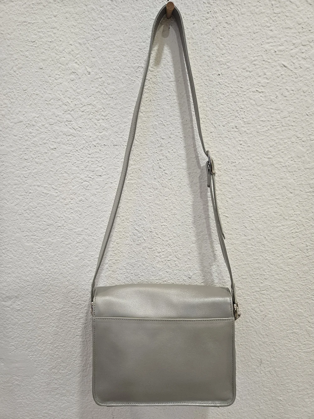 Tignanello Gray Leather Flap Crossbody Bag Shoulder Purse